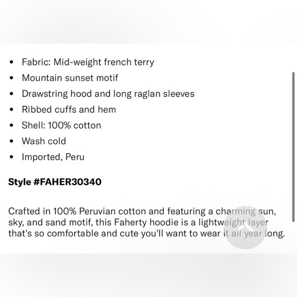 Faherty Soleil Hoodie Size XS - Picture 14 of 14